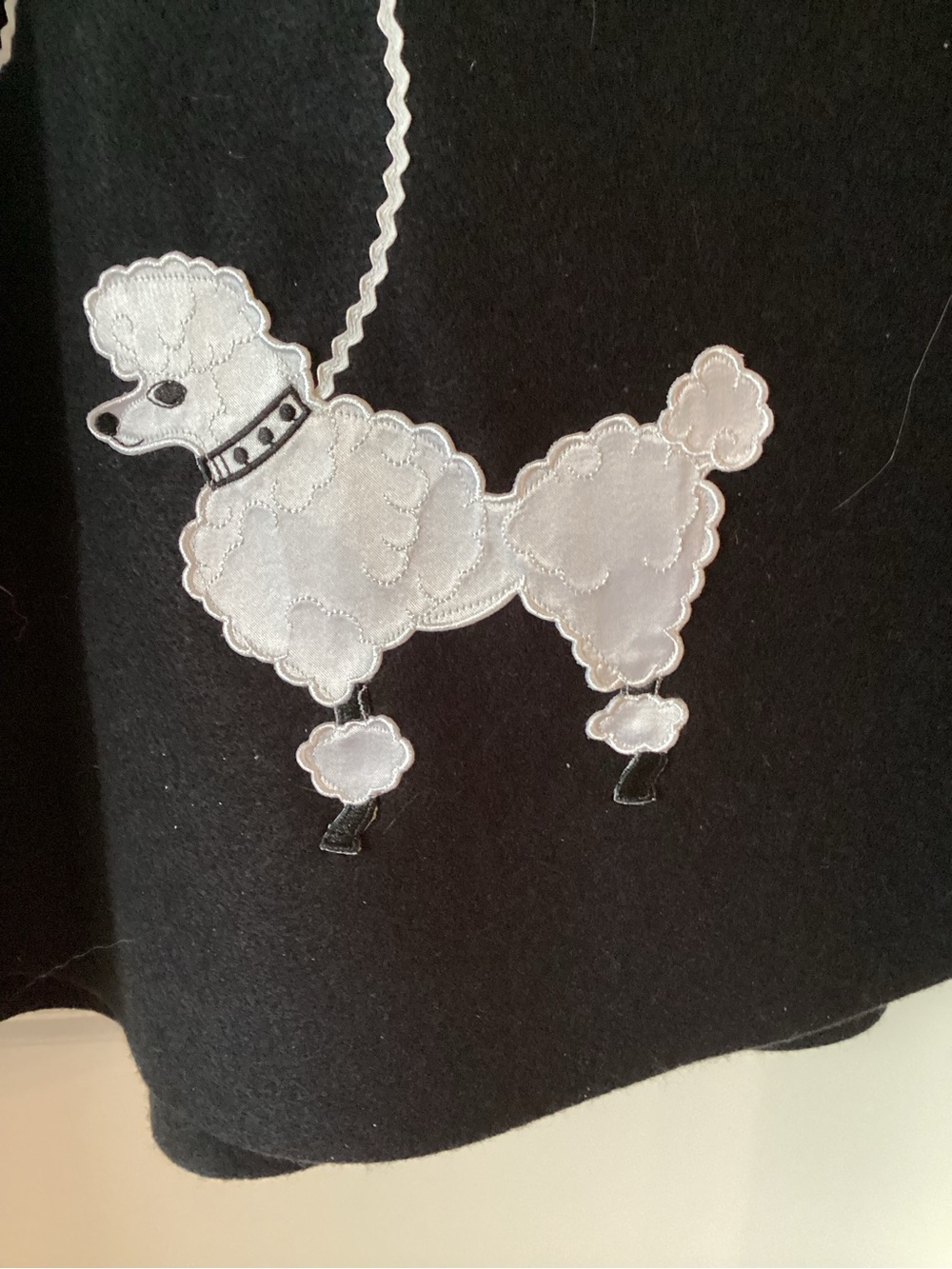 Black Circle Skirt with White Poodle Appliqué - Picture 2 of 2